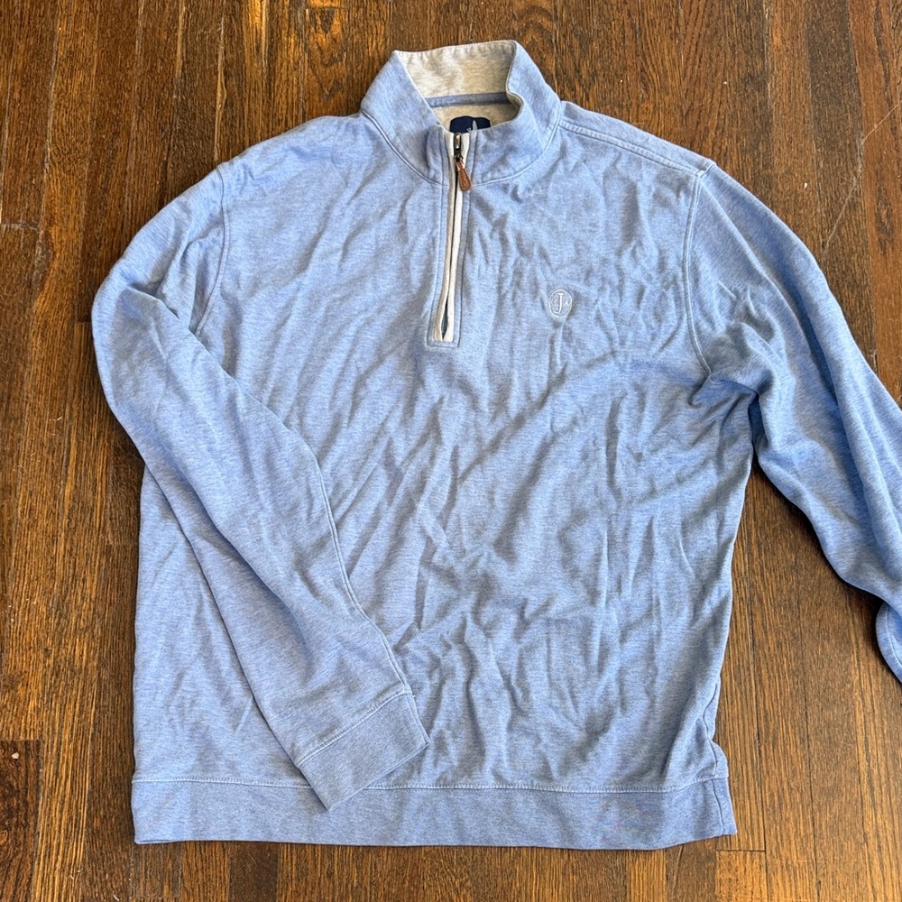 johnnie-O Light Blue Zip-Up Mock Collar Sweater